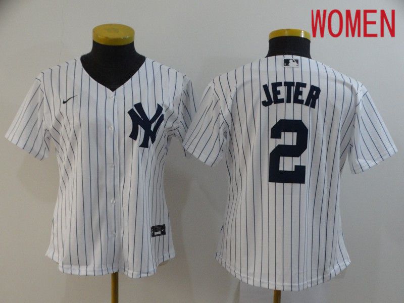 Women New York Yankees #2 Jeter White Nike Game MLB Jerseys